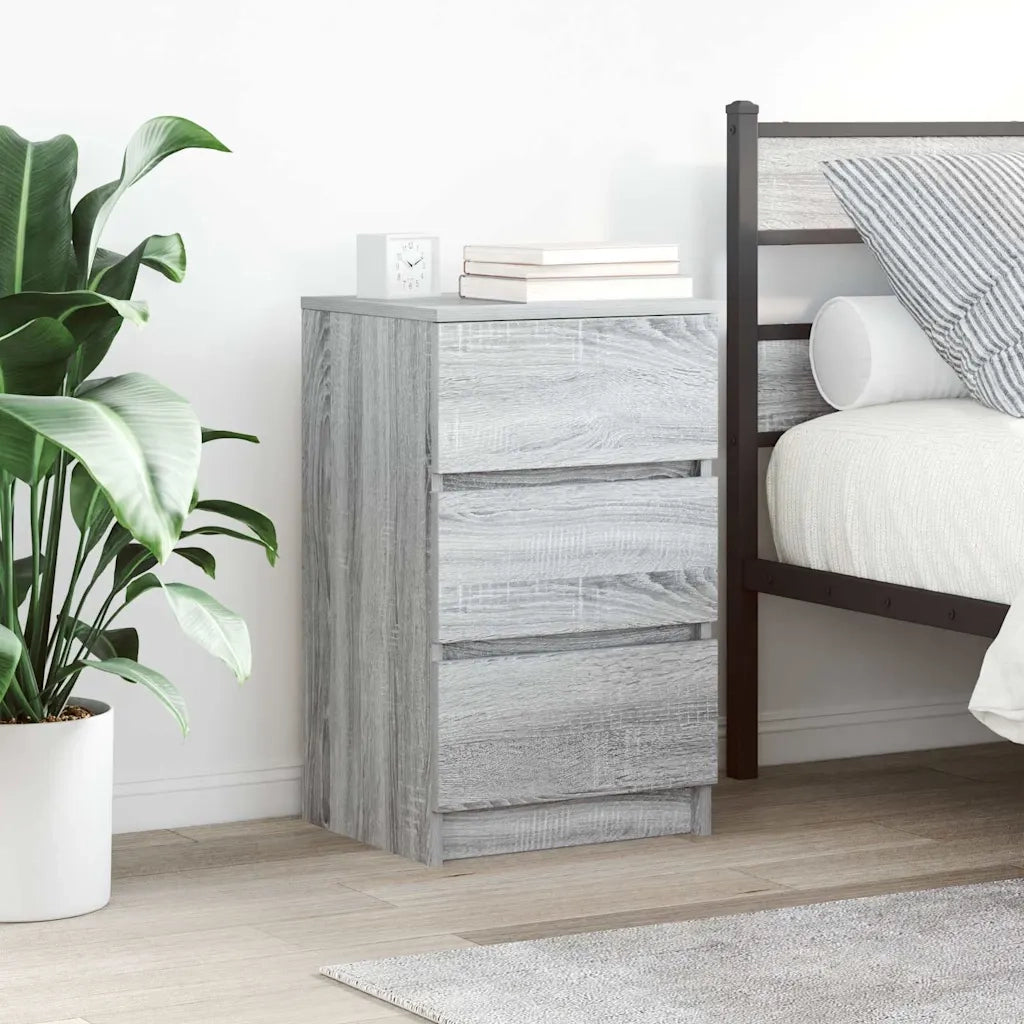 Comodini con 3 Cassetti 2 pz Grigio Sonoma 39x35x65 cm