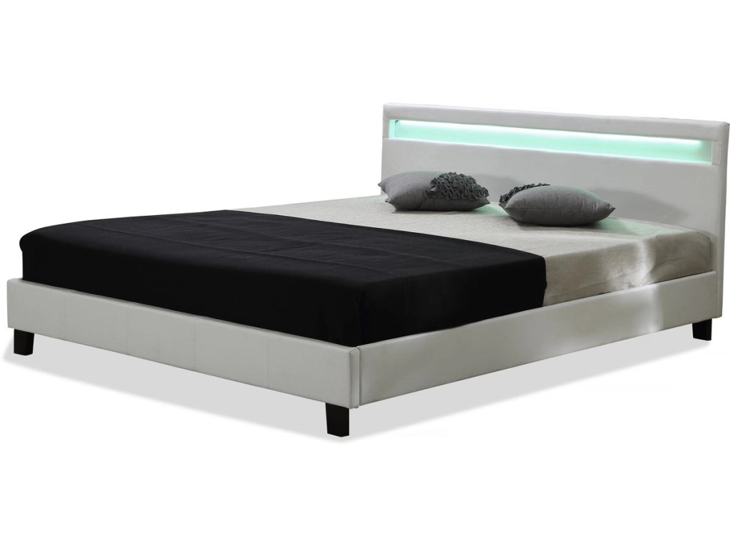 Letto con led "Maria" - 140 x 190 cm - Bianco