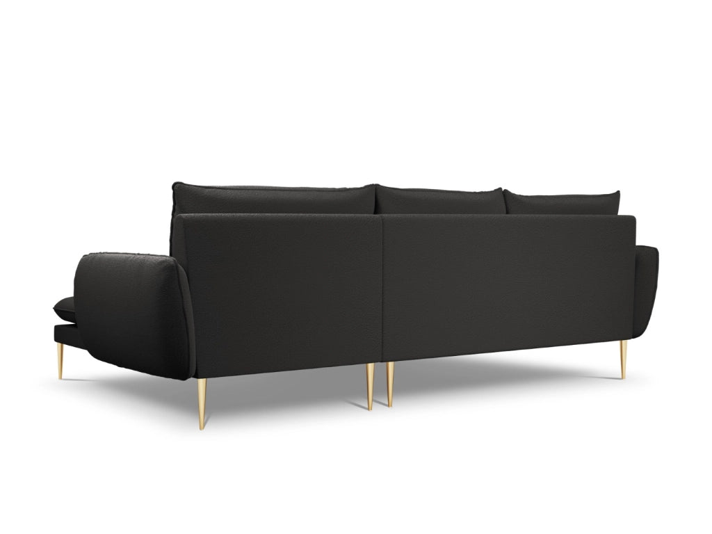 Cosmopolitan Design - Divano angolare destro "Vienna" 5 posti in bouclé nero 