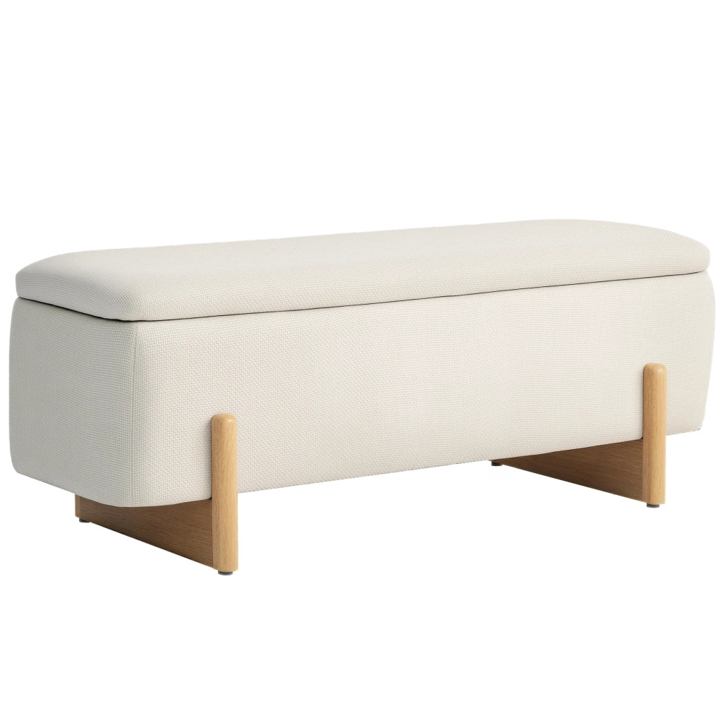 Poltrona pouf con schienale e contenitore ¨C Minimal ¨C crema 111x44x44.5cm