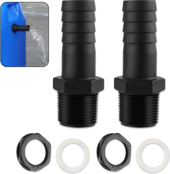 Regolatore di livello per 2 pezzi di tubo di scarico esterno 1 pollice - tubo di scarico per pioggia con connessione di gomma a tappo - connessione di gomma con tappo di chiusura - regolatore di livello per serbatoi di acqua piovana.