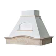 Cappa aspirante DSIRE/SOFIA in acciaio inox bianco e cornice in legno intarsio cm 60