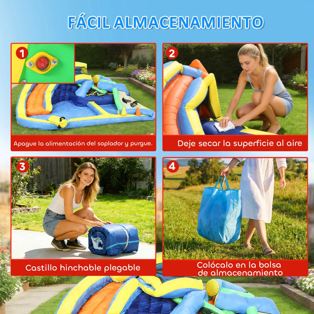 Castello gonfiabile acqua ¨C zephmum ¨C 8 in 1 con scivolo trampolino canestro anelli