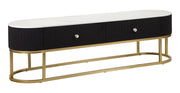 Mobile porta tv metallo dorato, tessuto nero e similmarmo, cassetti 150x42x45cm Montpellier