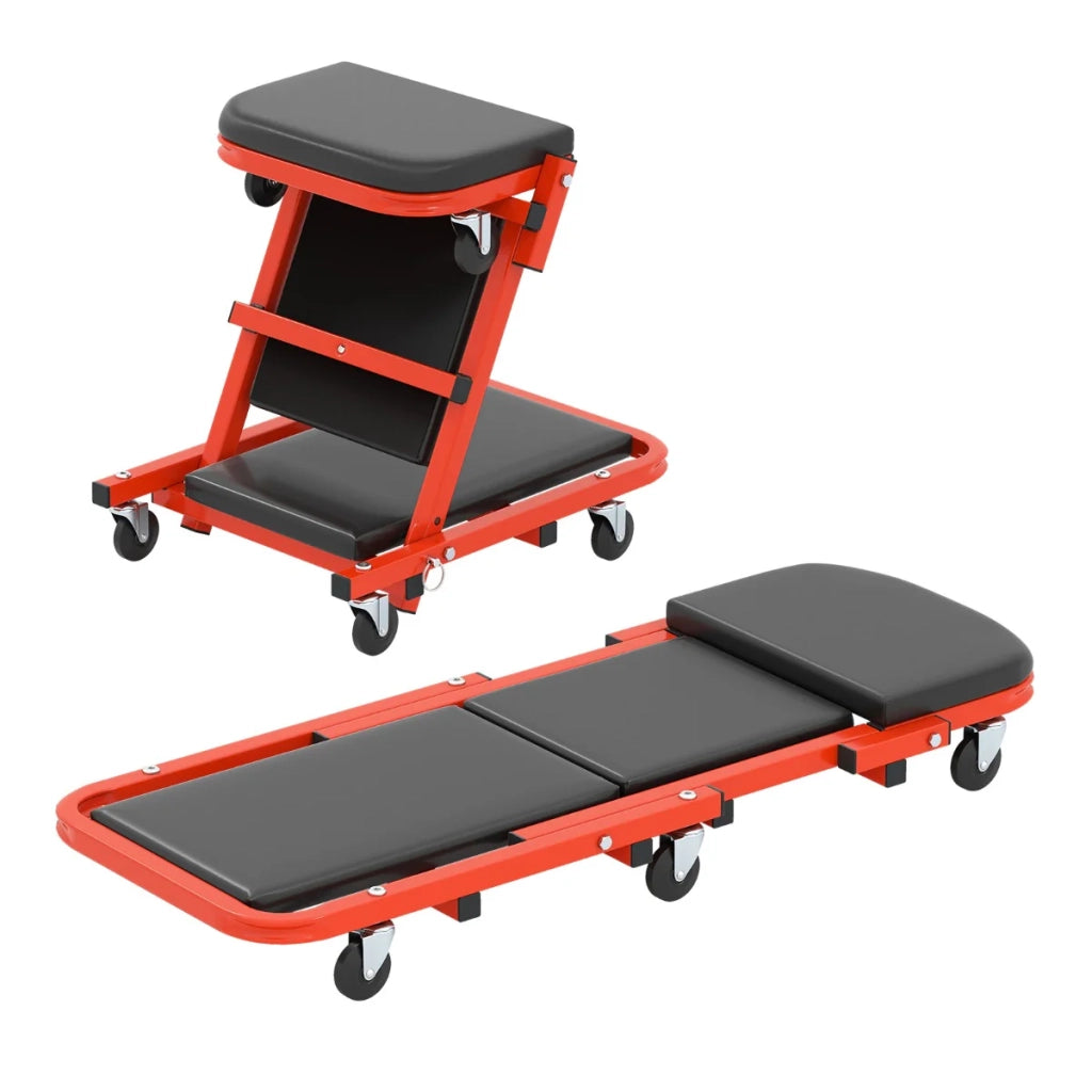 Carrello pieghevole 2 in 1 102 x 40 x 14 cm con seduta imbottita e mobilità flessibile metallo nero 20_0011385