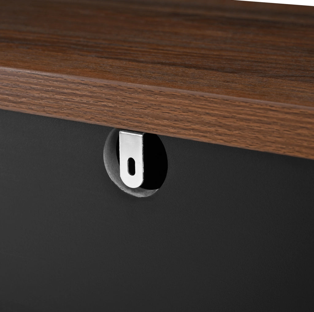 Sideboard moderno 160x35x76 cm in MDF nero con 3 cassetti e 4 ante