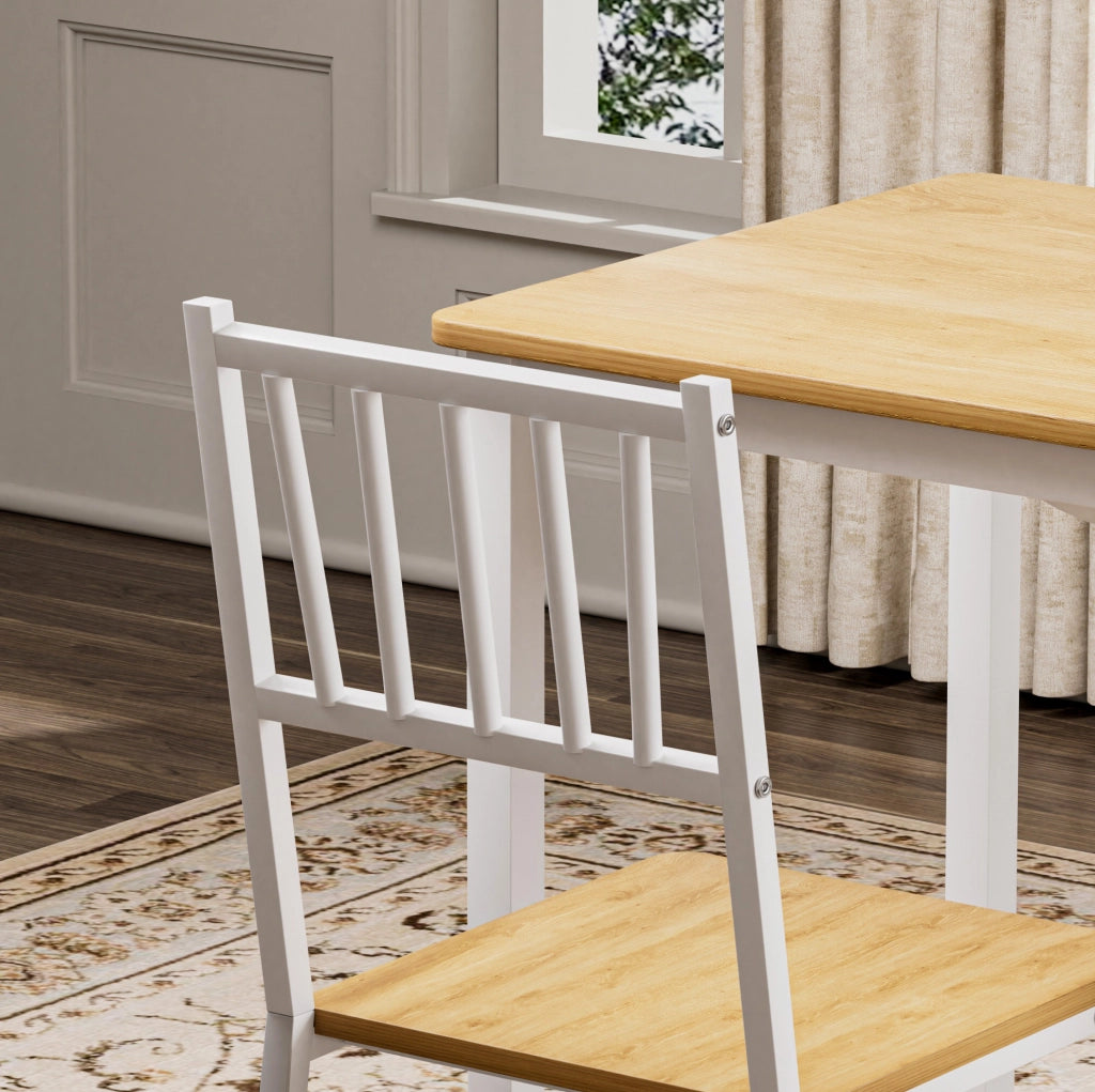 Set tavolo da pranzo salvaspazio 3 pezzi per piccoli spazi in truciolato naturale e bianco