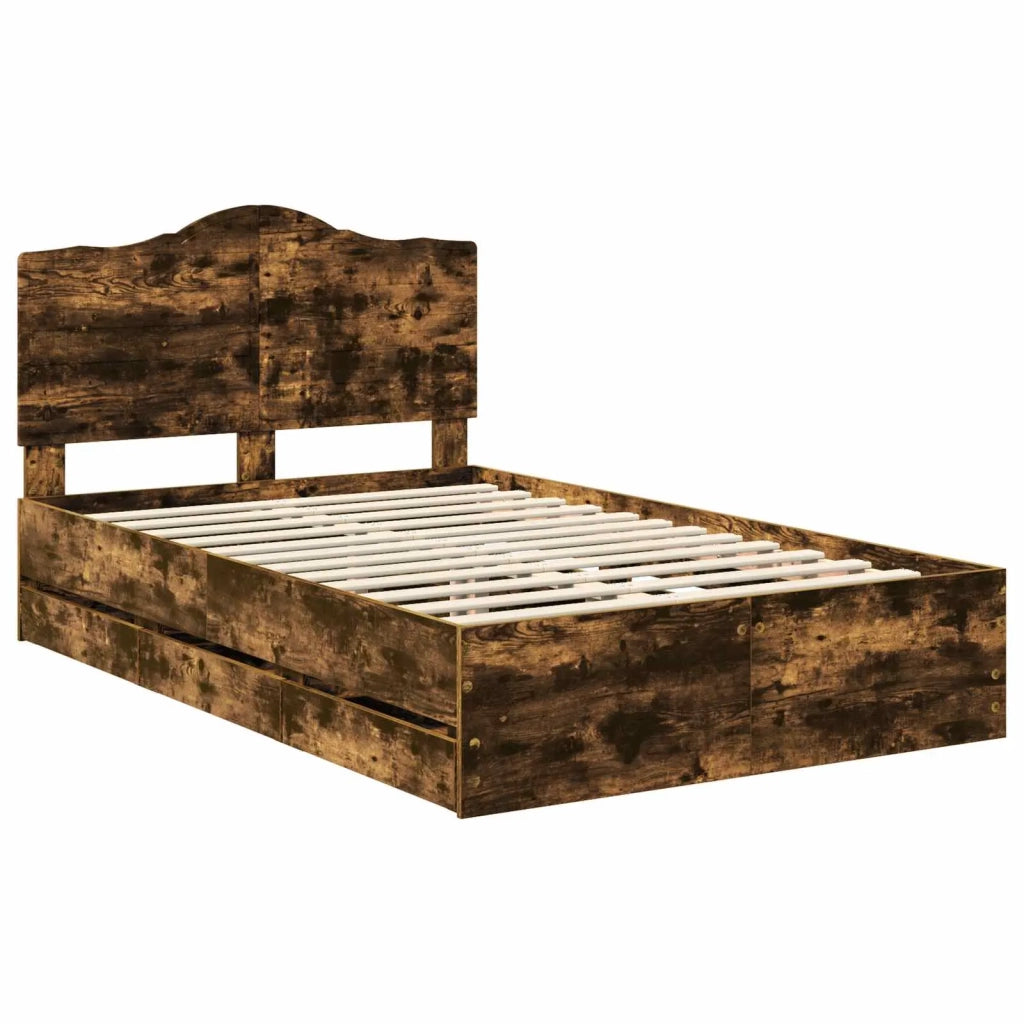 Letto matrimoniale | Letto per adulti | Struttura del letto Quercia Affumicata 135 x 190 cm