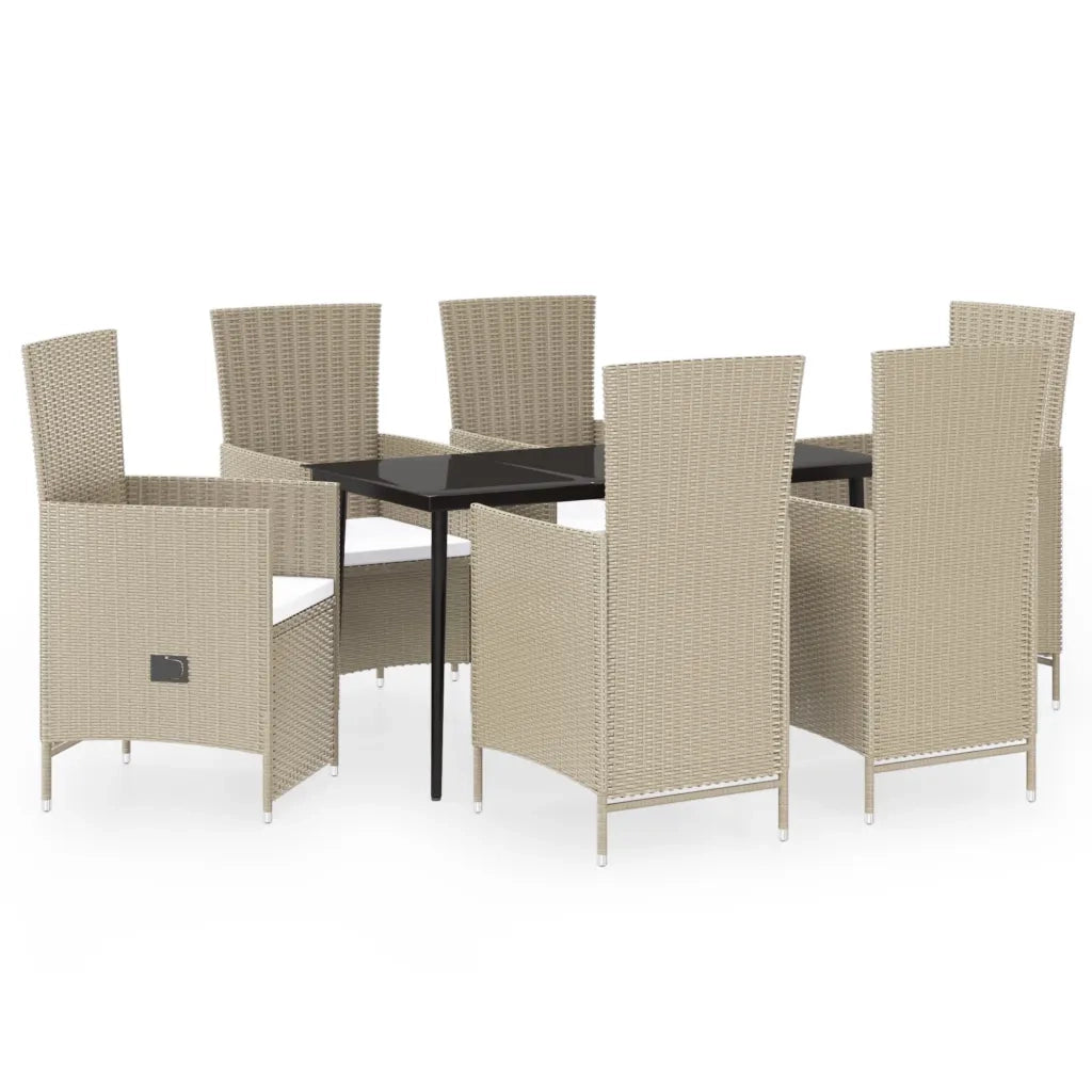 Set da Pranzo da Giardino 7 pz con Cuscini Beige 3099471