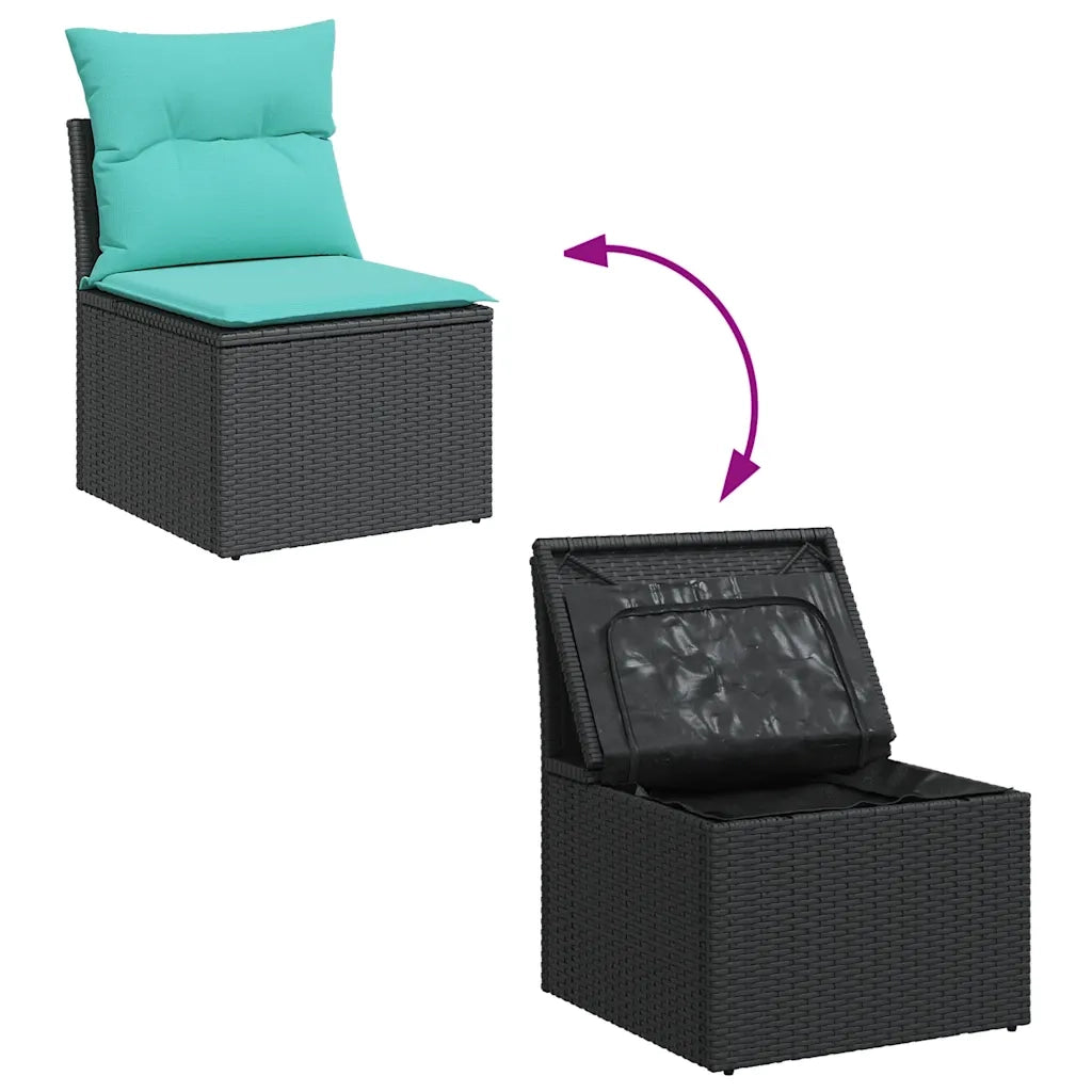 Set Divani da Giardino con Cuscini 7pz Nero Polyrattan 3325788