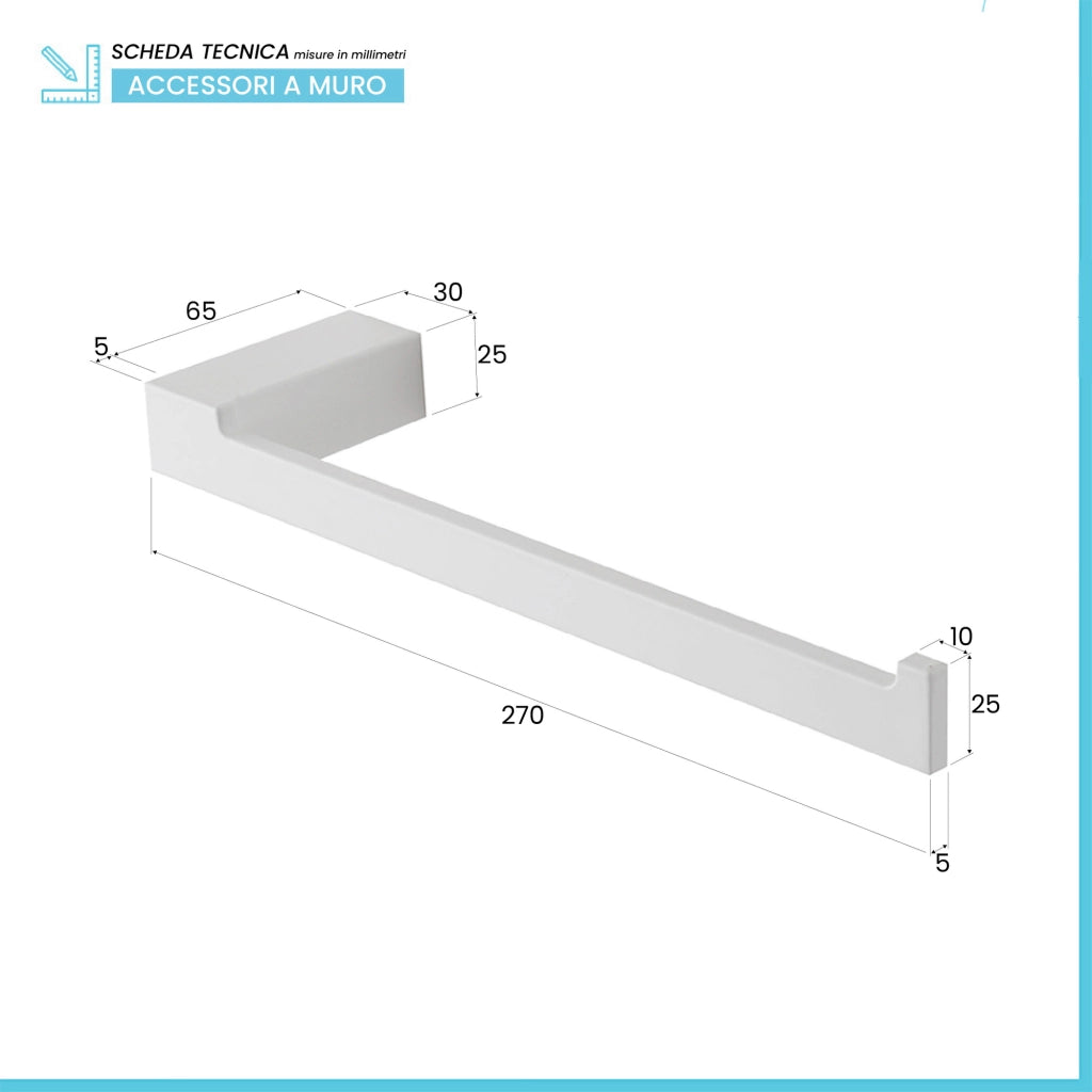 Set accessori bagno da muro 4 pezzi in alluminio bianco Sky