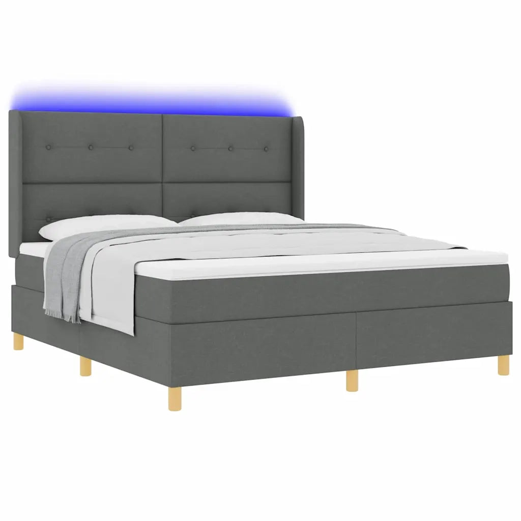 Letto a molle con materasso Grigio 140 x 200 cm Tessuto