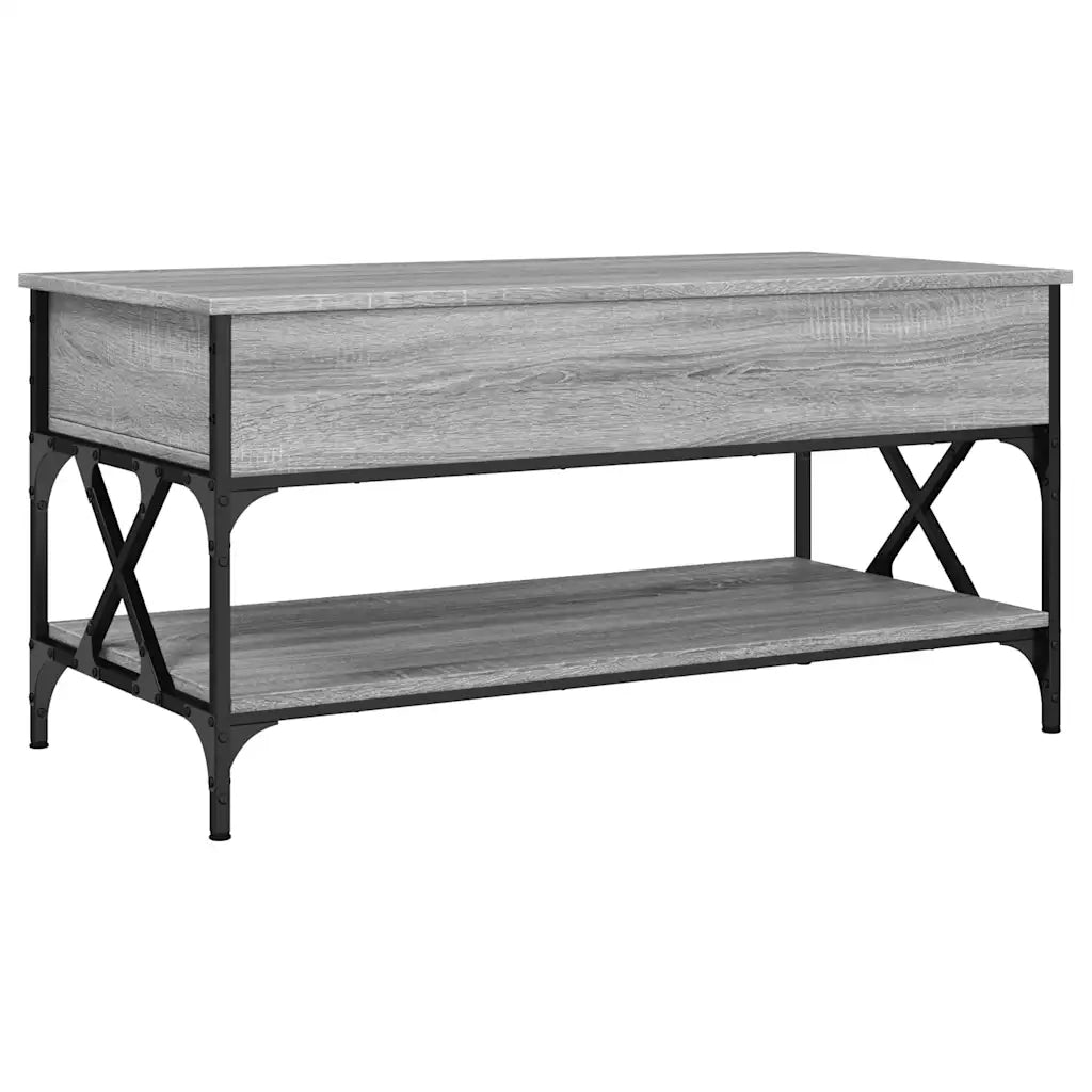 Tavolino Salotto Grigio Sonoma 100x50x50 cm Multistrato Metallo 845359