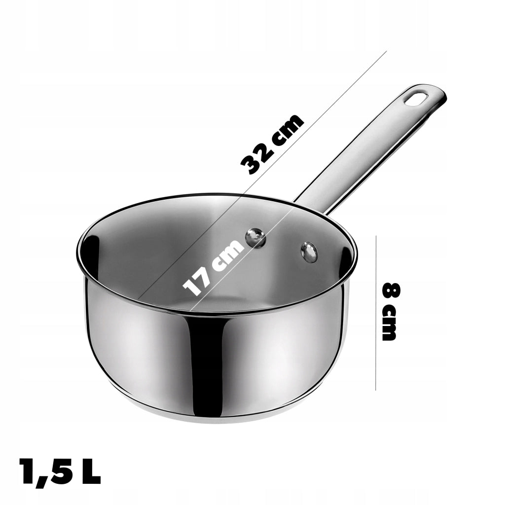 Pentola in acciaio inox KADAX da 1,5 L per piani cottura a induzione e gas, diametro 16 cm.