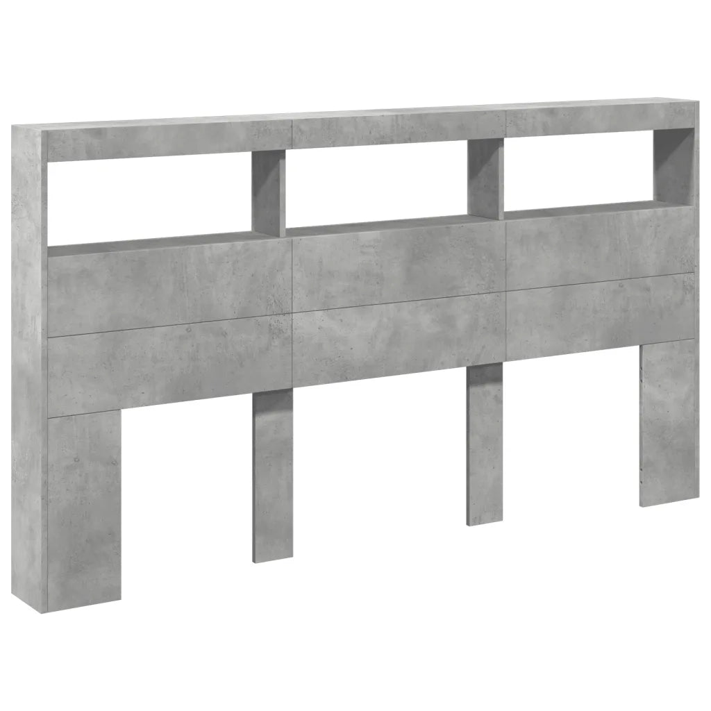 Testiera | Testata con Contenitore a LED Grigio Cemento 180x17x102 cm
