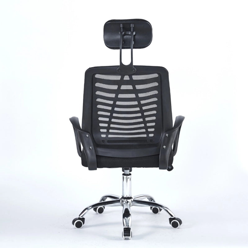 Poltrona ufficio Colin 46x62x107 cm. in tessuto e mesh nero e base cromata
