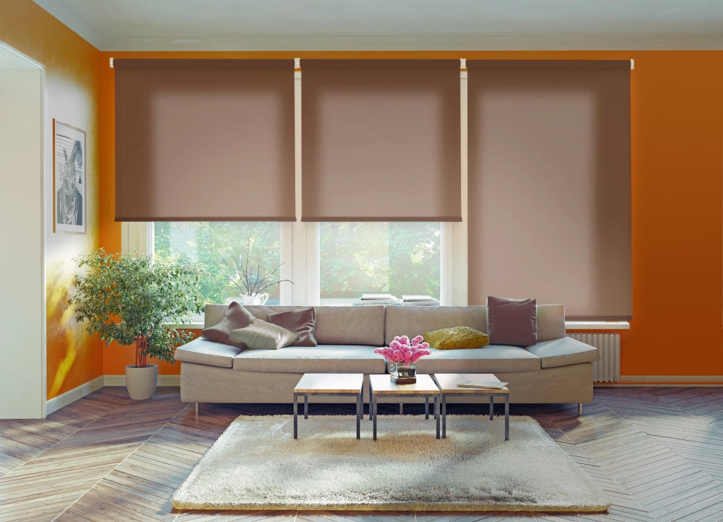 VIEWTEX Tenda a rullo Traslucida Ecofuture (100% tessuto riciclato) Marrone 150 X 250cm - Made in Europe - 5 anni di garanzia