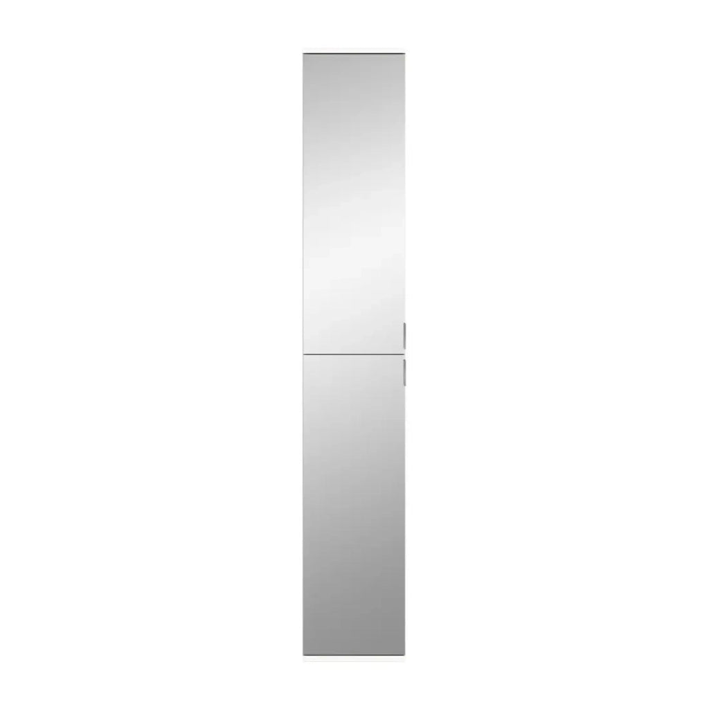 Armadio da ripostiglio BODITE – 2 porte con specchi – Bianco laccato – Eleganza e funzionalità