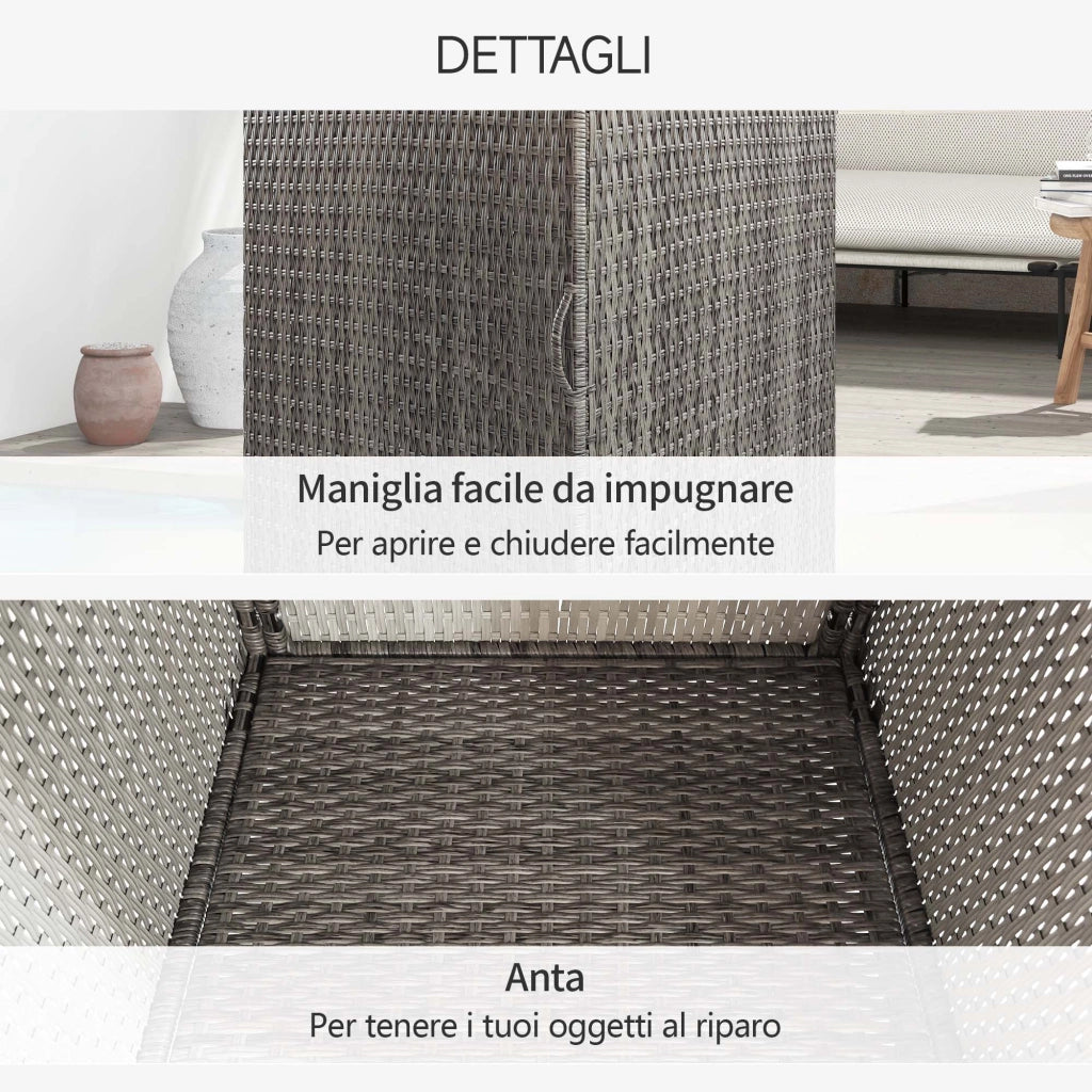 Armadio da Giardino in Polyrattan ¨C Minimal ¨C Grigio, 60x63x120 cm