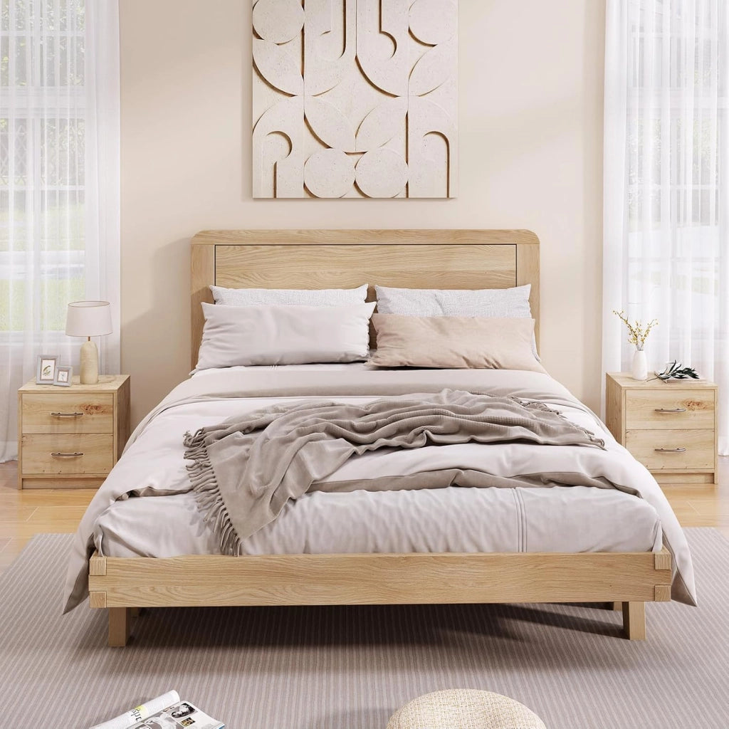 COSTWAY Comodino Camera da Letto con 2 Cassetti, Comodino Salvaspazio in Legno, Comodino Mobile da Letto con Kit Antiribaltamento, per Soggiorno e Studio, 38,5 x 28 x 39 cm (Naturale, 2 Cassetti)