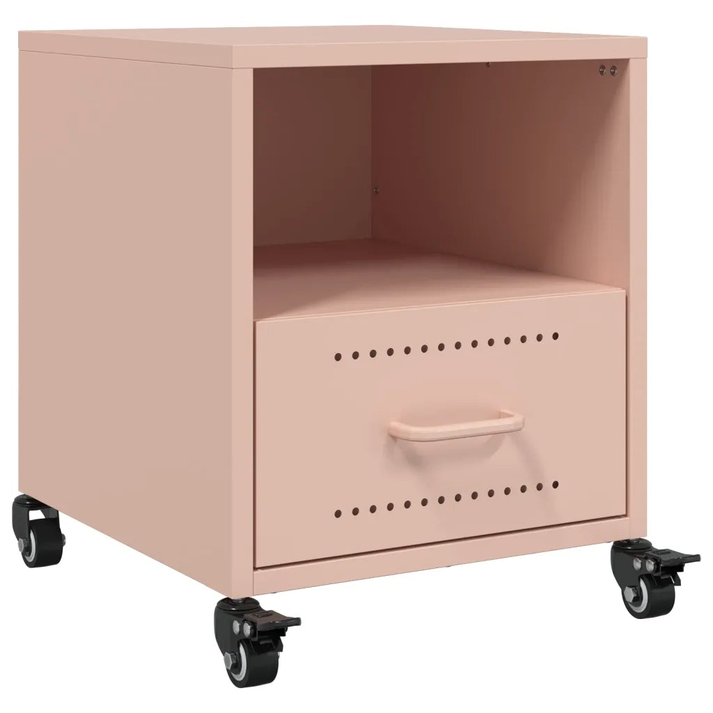 Comodini 2 pz-Set di 2 Tavolino da notte Rosa 36x39x43,5 cm in Acciaio 330854