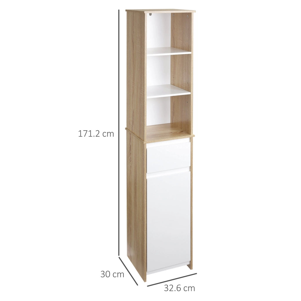 Mobile Bagno con Ripiani 32,6x30x171,2 cm in MDF Bianco
