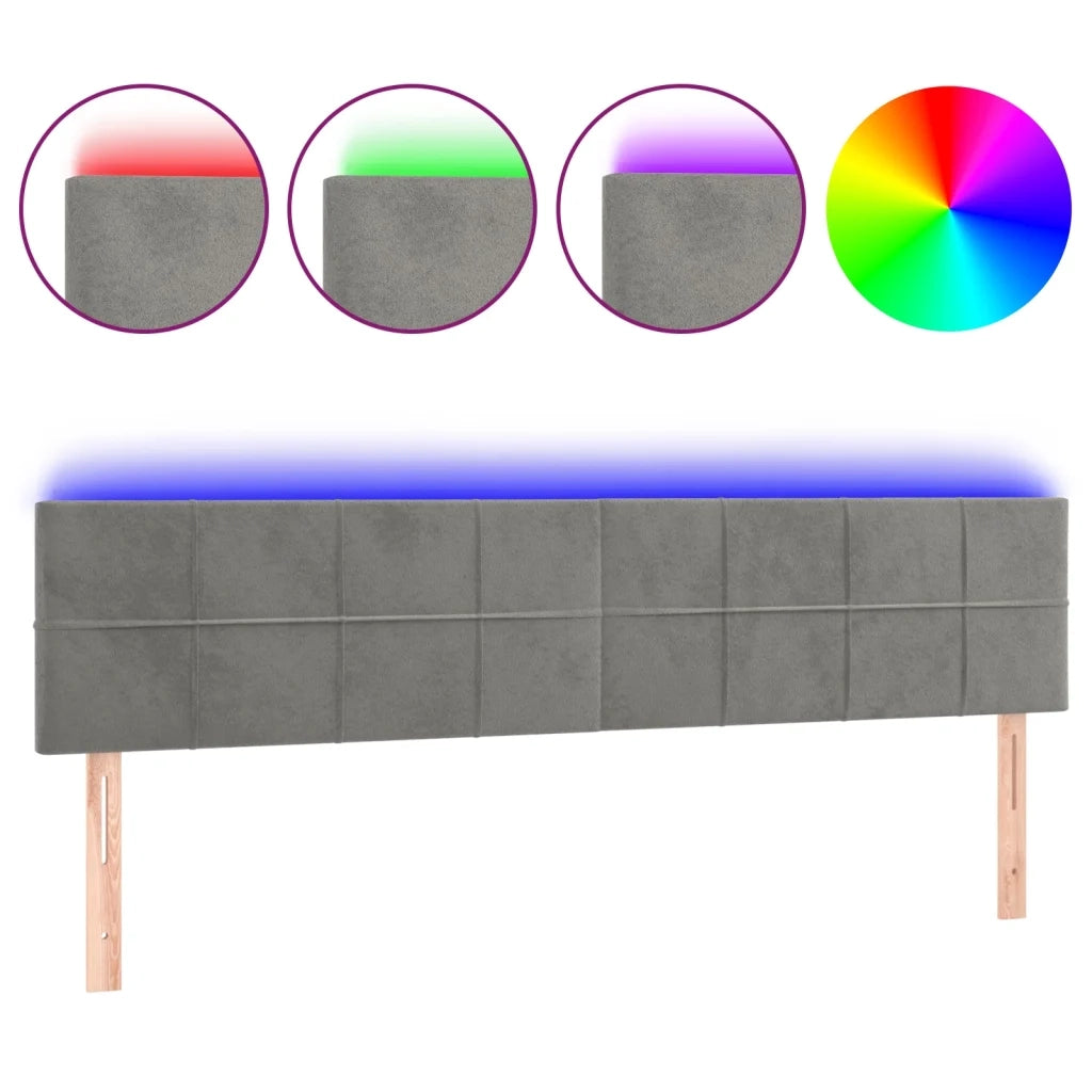 Testiera a LED-Testata con LED Grigio Chiaro 160x5x78/88 cm in Velluto 861149