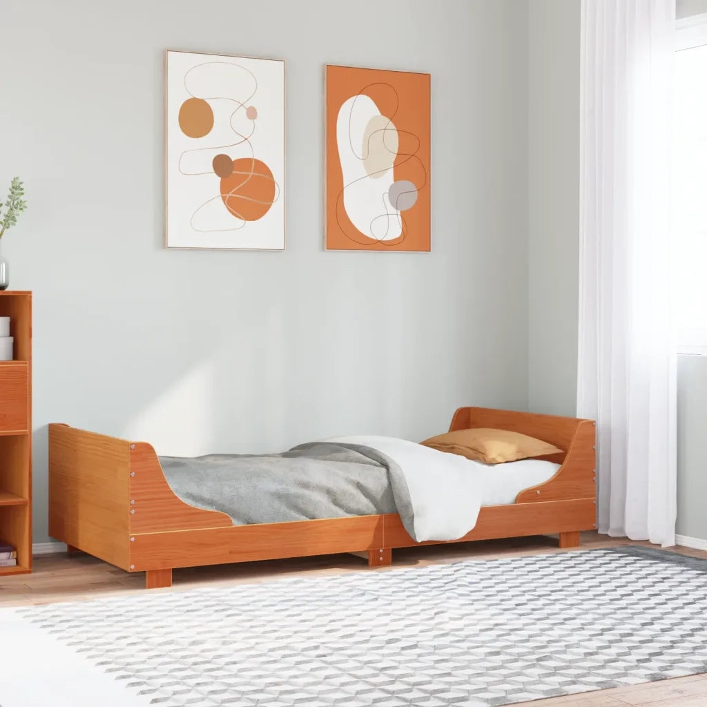 Letto senza Materasso-Struttura Letto Marrone Cera 100x200 cm in Legno di Pino 840598