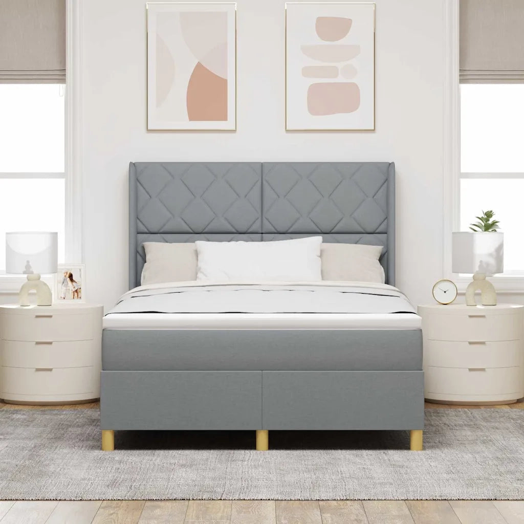Letto a molle con materasso Grigio chiaro 160 x 200 cm Tessuto
