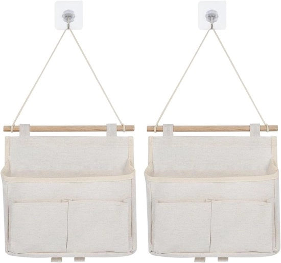 Organizzatore di appendiabiti in legno con 2 contenitori e chiodi di appendiabiti - Impermeabile - Organizzatore di bagno e campeggio con 2 ganci - Set da 2
