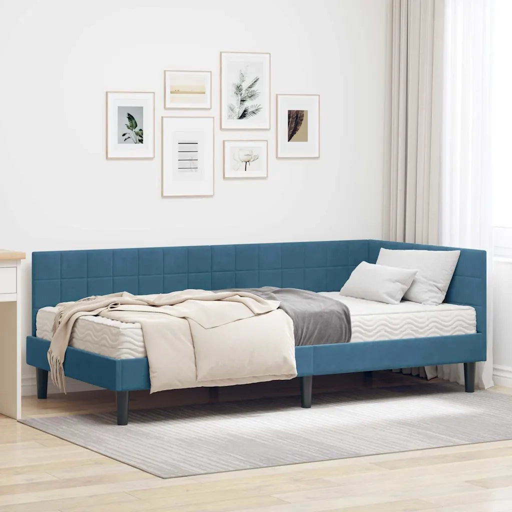 Struttura Letto Angolare con Materasso 2 pcs Blu Velluto 3393967