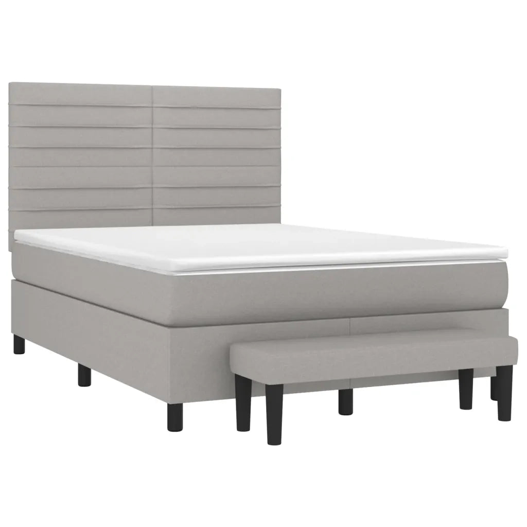 Giroletto a Molle con Materasso Grigio Chiaro 140x200cm Tessuto 3136677