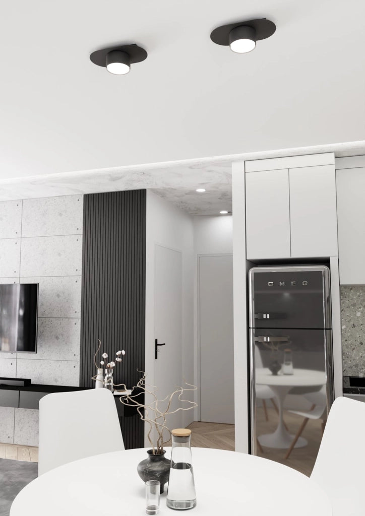 Plafoniera Minimal Marte Acciaio Nero 1 Luce Gx53 Ip20