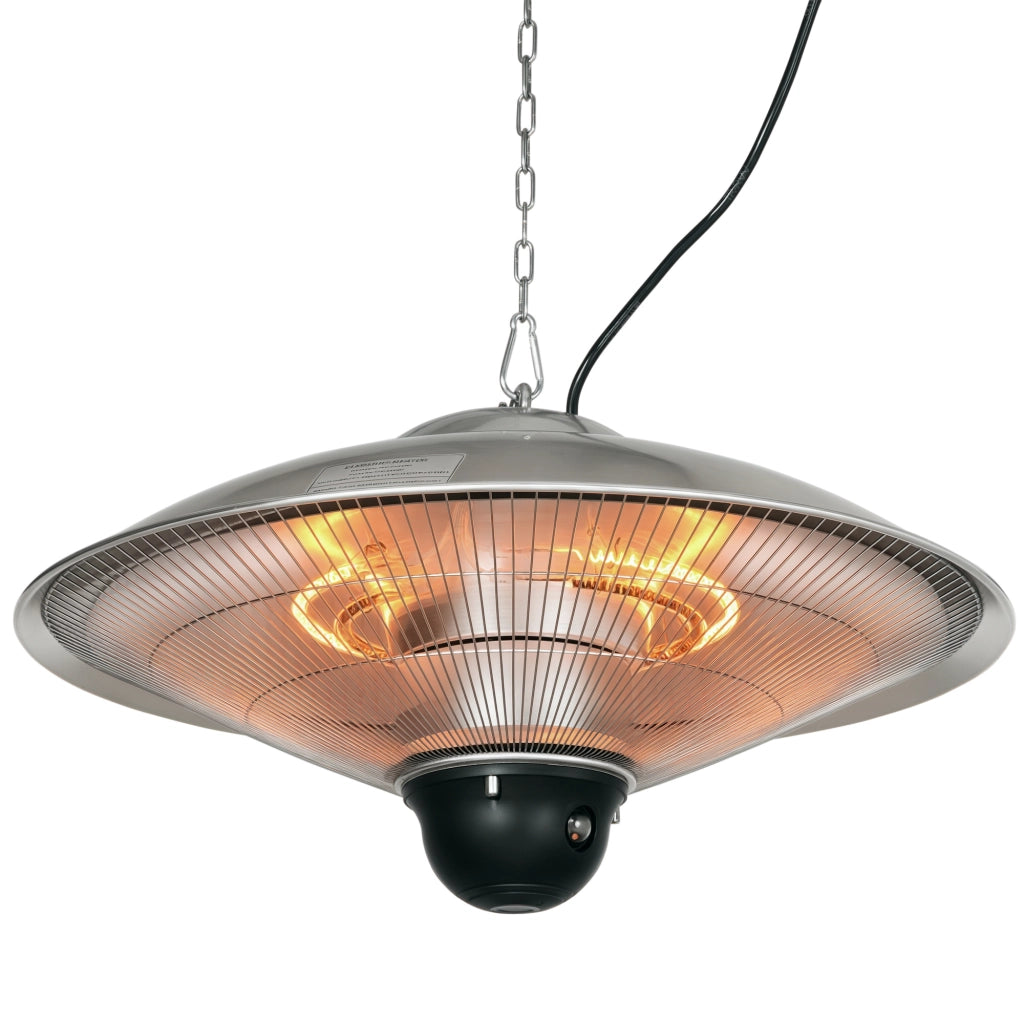 Stufa a Infrarossi da Esterno Soffitto 2210W ¨C Xylo ¨C Telecomando Argento ?58,5x33cm