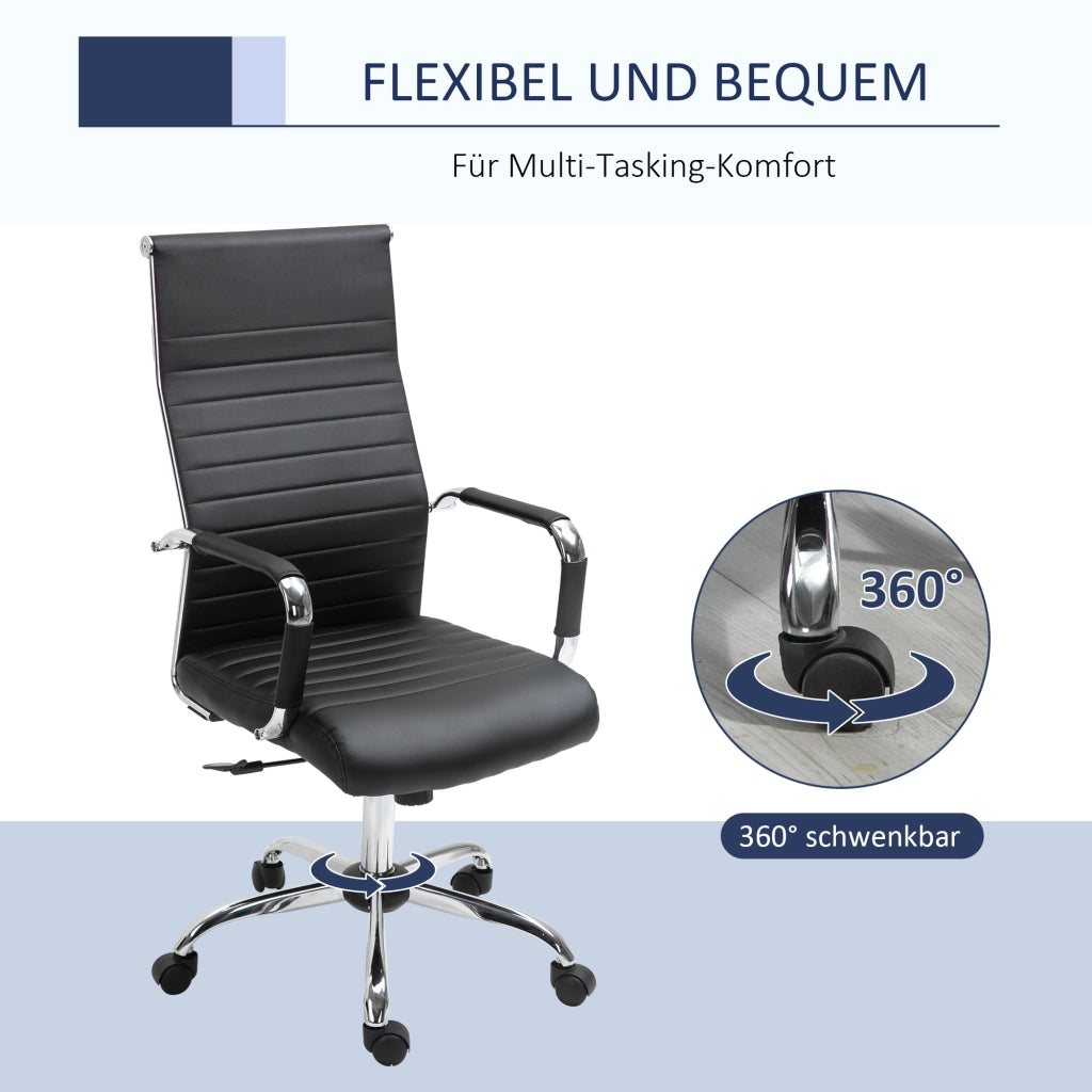 Sedia da Ufficio Ergonomica con Braccioli ¨C Xylo ¨C Ecopelle Nera Imbottita Regolabile