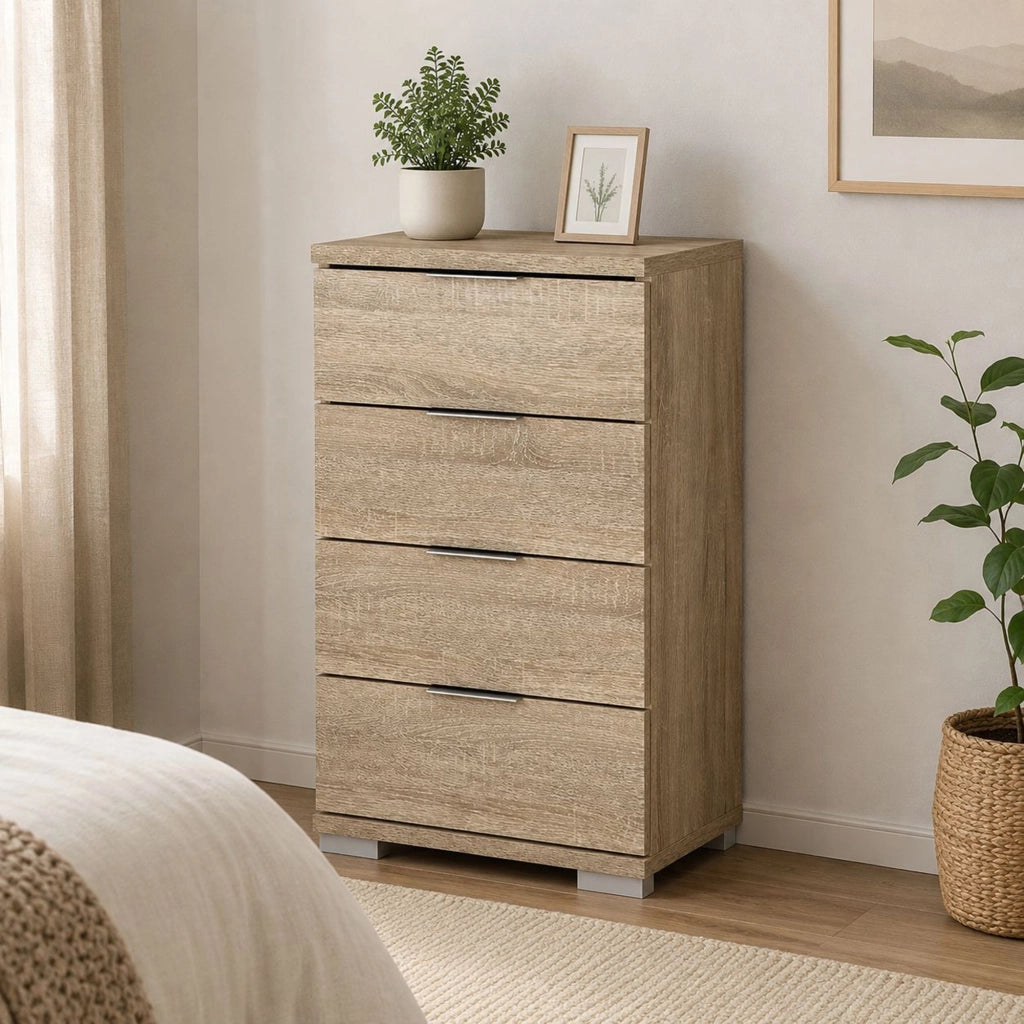 Laka, Cassettiera 4 Cassetti, 46x42x79h cm Marrone Rovere