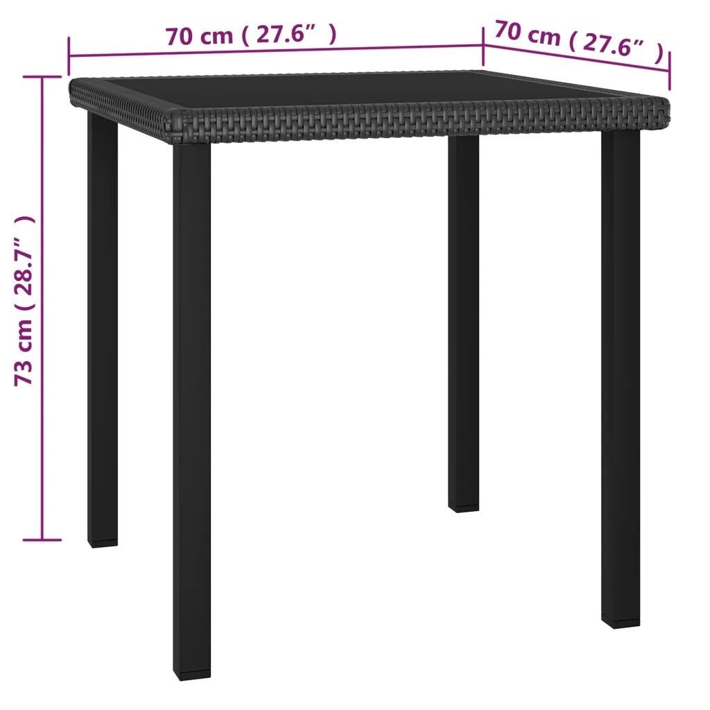 Set da Pranzo da Giardino 3 pz in Polyrattan Nero 3065705