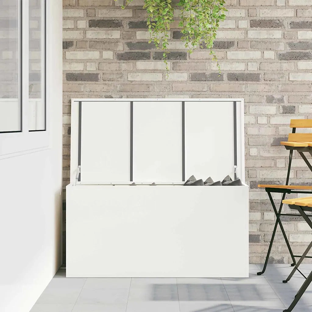 Scatola di Stoccaggio Esterno Bianco 100 x 50,5 x 50 cm Acciaio 874561
