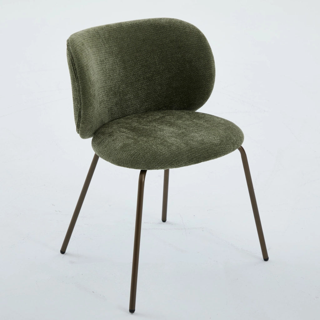 Sedie da pranzo contemporanee in ciniglia, comodo schienale curvo con morbida imbottitura, gambe in metallo color bronzo ¨C Arreda la tua cucina con co