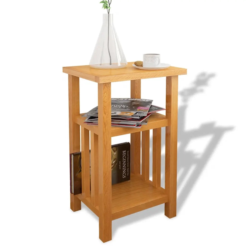 Tavolino da Salotto con Ripiano-Tavolino da soggiorno 27x35x55 cm Massello di Rovere