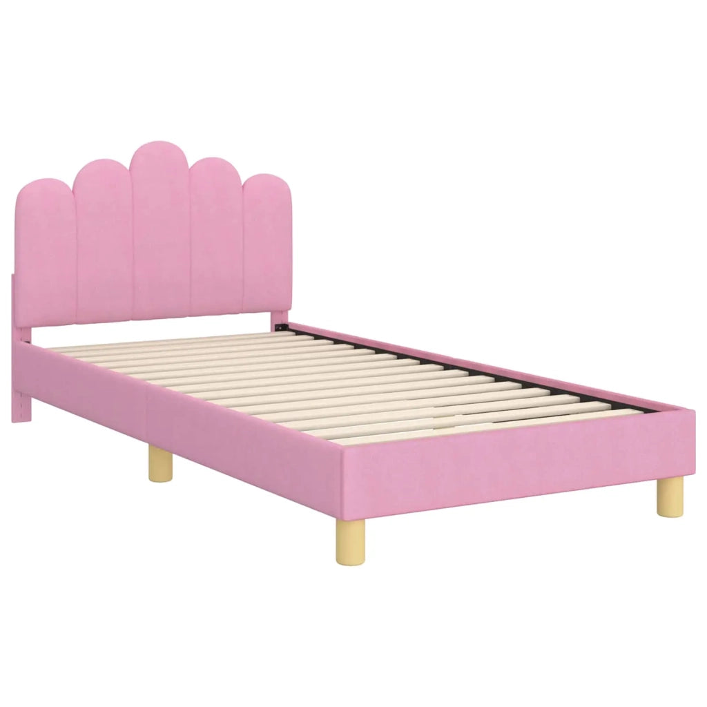 Struttura letto Bambini | Letto Infantile | Lettino con testata Rosa 90 x 190 cm Tessuto