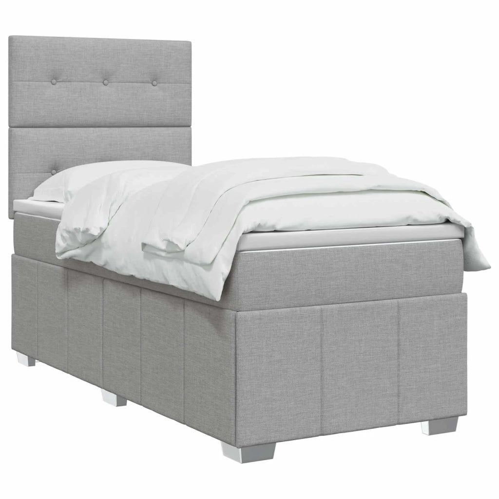 Letto Box Spring LED con Materasso Grigio Chiaro 80 x 200 cm 3455472
