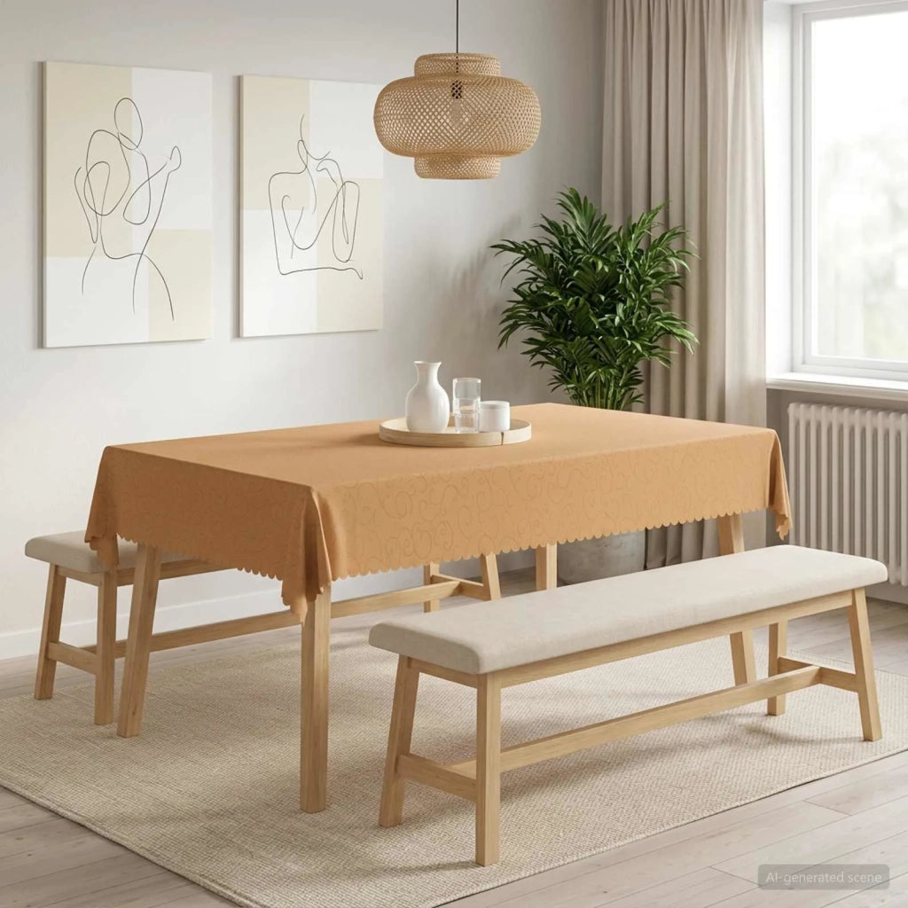 Tovaglia da Tavolo Rettangolare Beige 140 x 220 cm 42040117