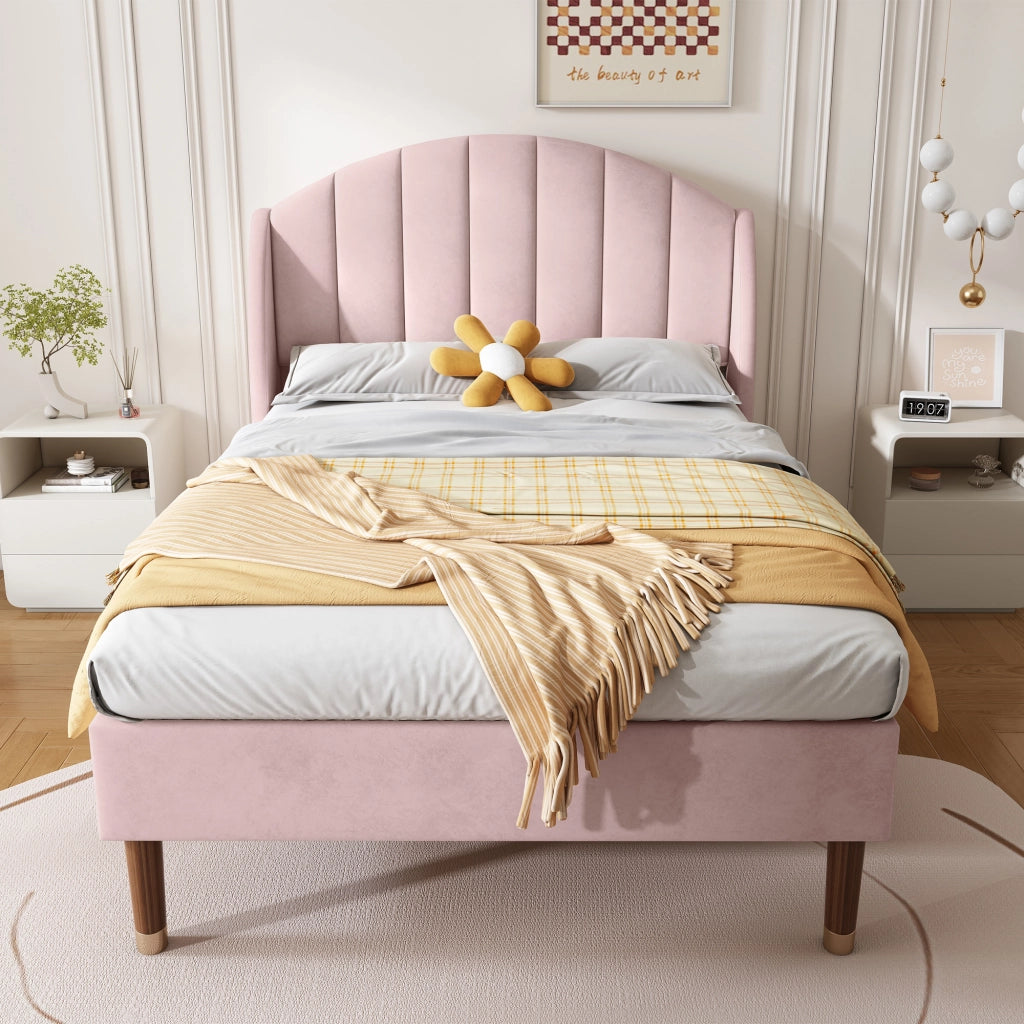 letto imbottito velluto rosa 90 x 200 cm