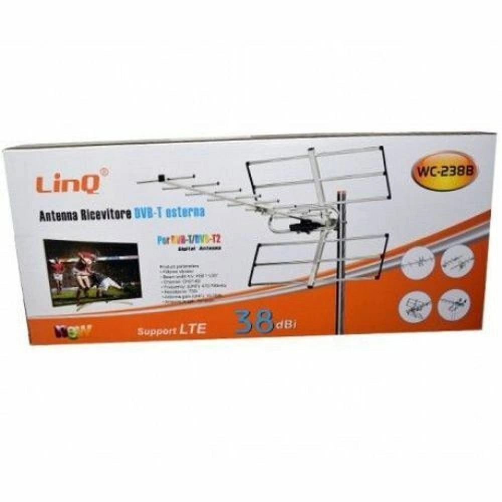 Trade Shop - Antenna Tv Uhf Dvb-t Dvb-t2 Digitale Esterno Amplificata Ricevitore 38dbi Wc-238b -