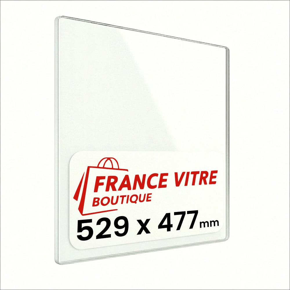 529 x 477 x 4 mm - Vetro per stufa a legna - vetro camino di ricambio - vetro per caminetto resistente al fuoco - France Vitre