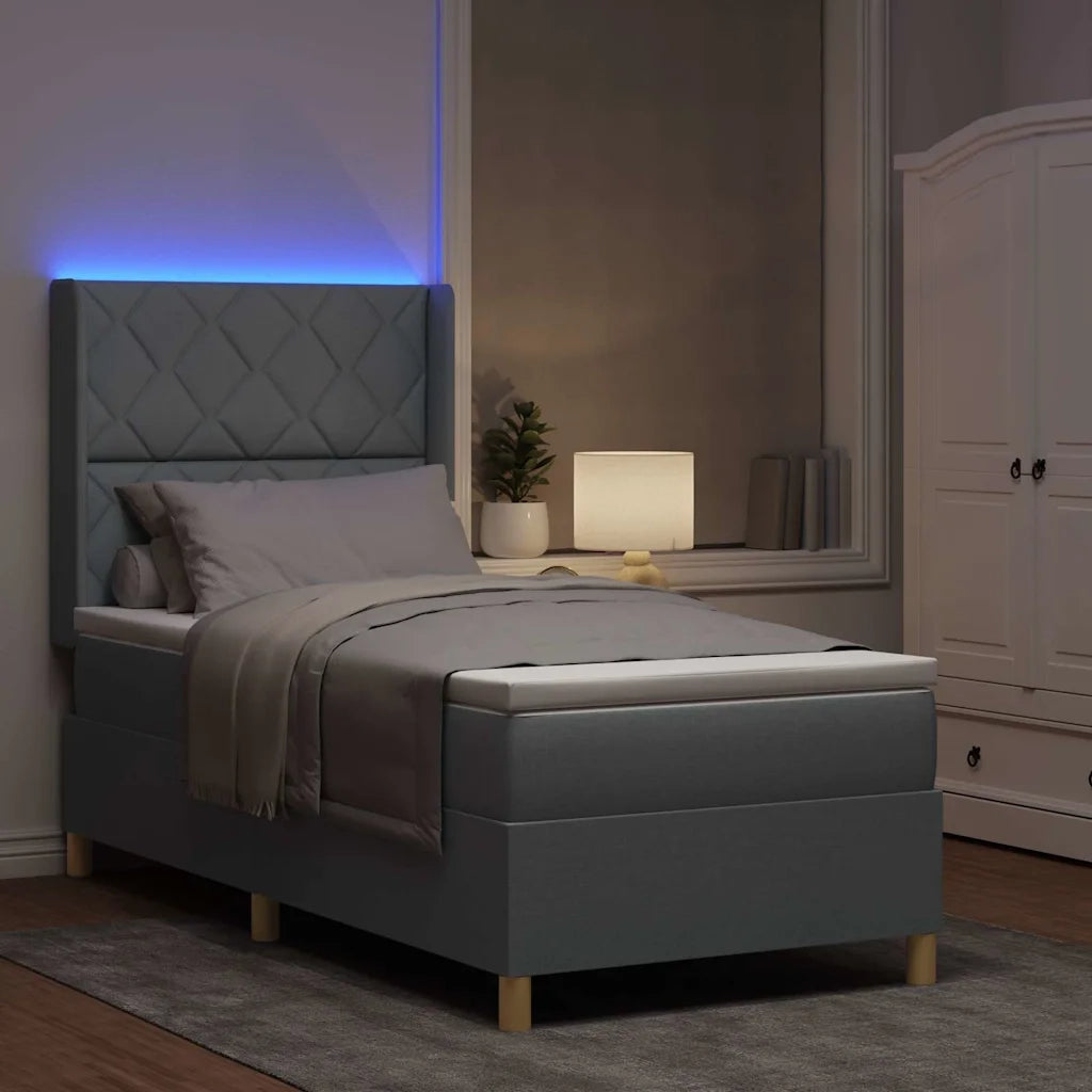 Letto a molle con testiera Grigio chiaro 100 x 200 cm Tessuto 3343742