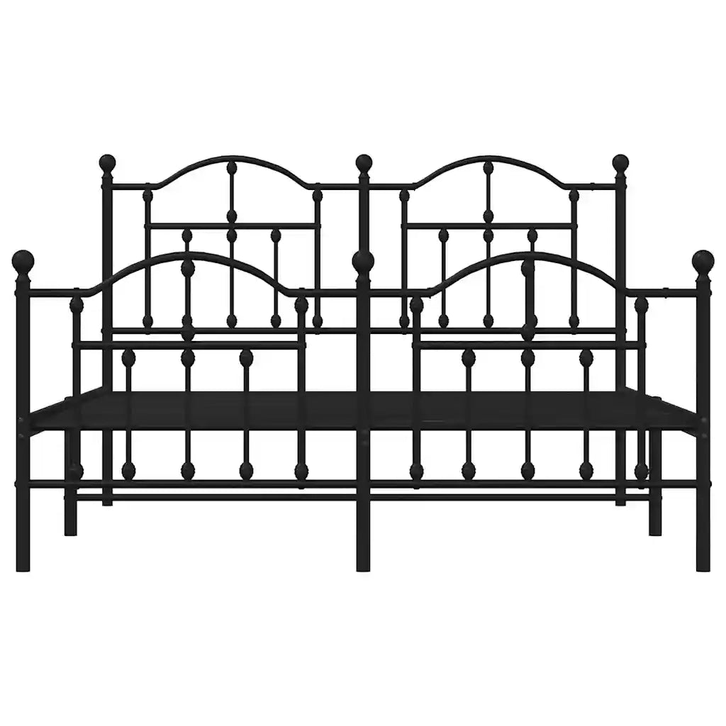 Letto matrimoniale | Letto per adulti | Giroletto con Testiera e Pediera Metallo Nero 140x190 cm