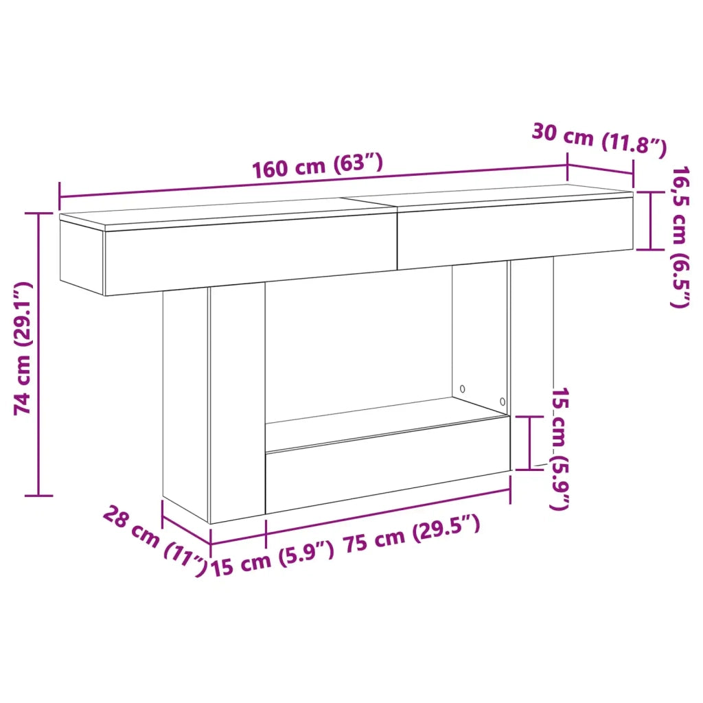 Sonoma grigia 160 x 30 x 74 cm CFW8900761