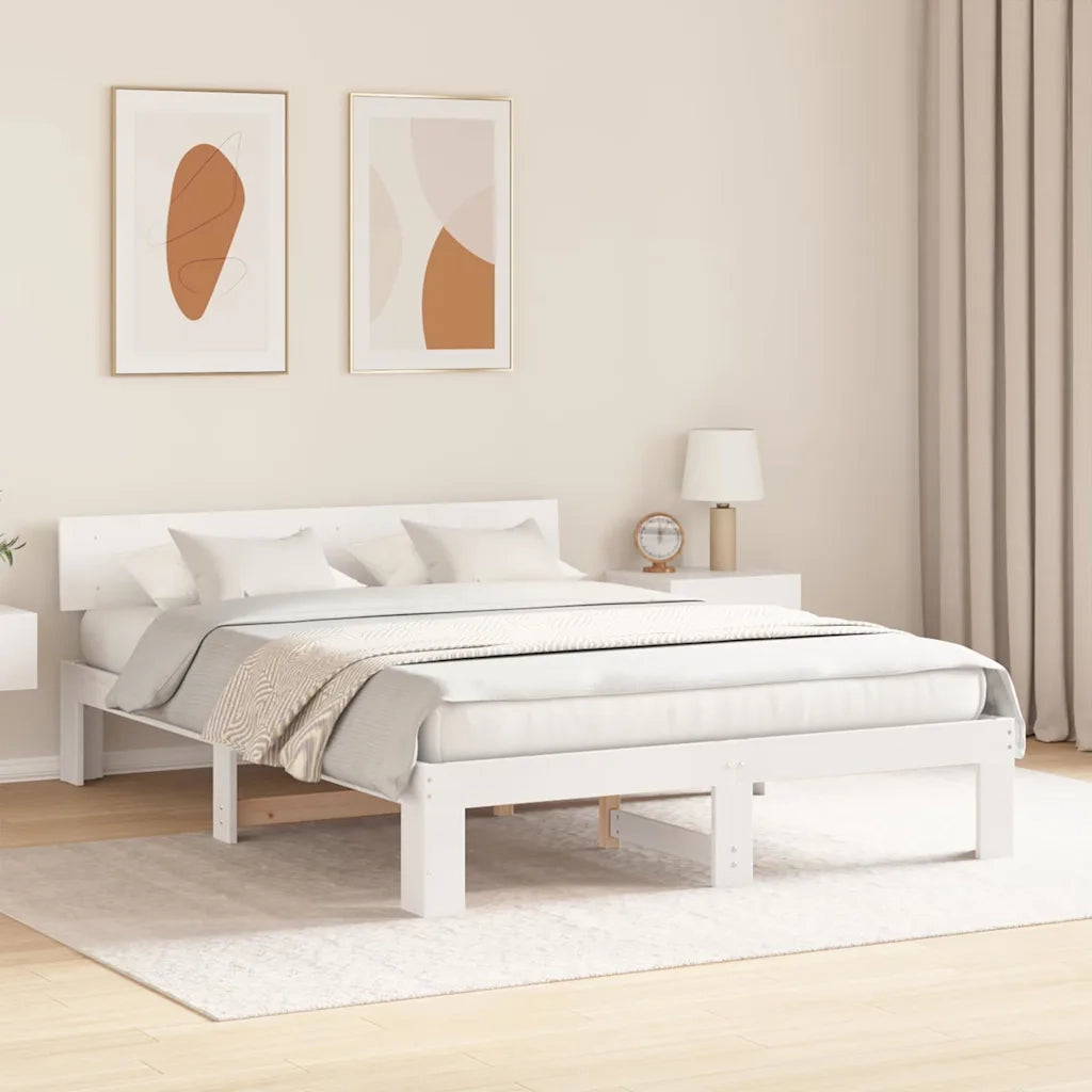 Struttura del letto-Giroletto-Rete del Letto Bianco 160 x 200 cm Pino massello 847789